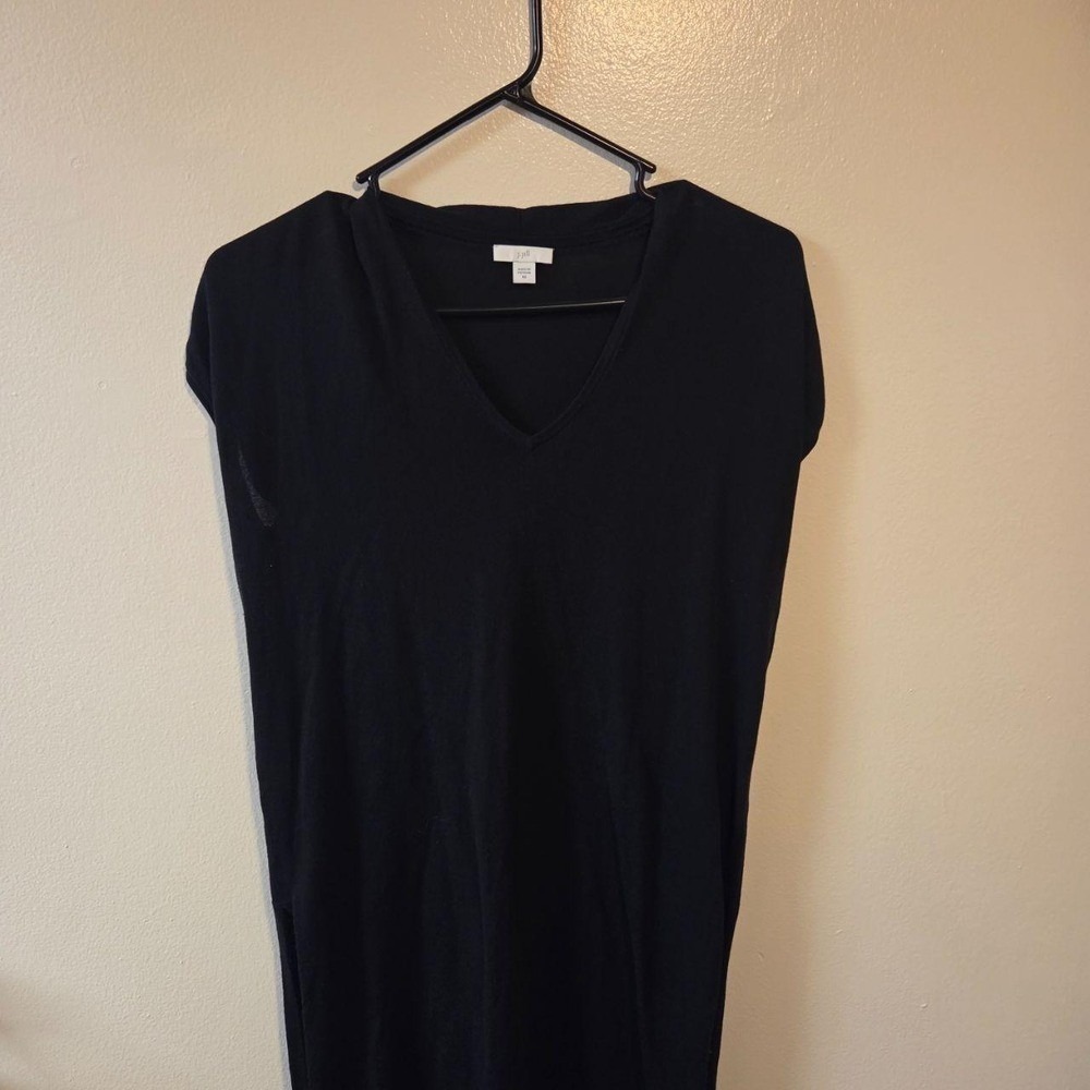 J. Jill Black V-Neck Short Sleeve Fine Knit Sweater Top XS Cap Sleeve Casual